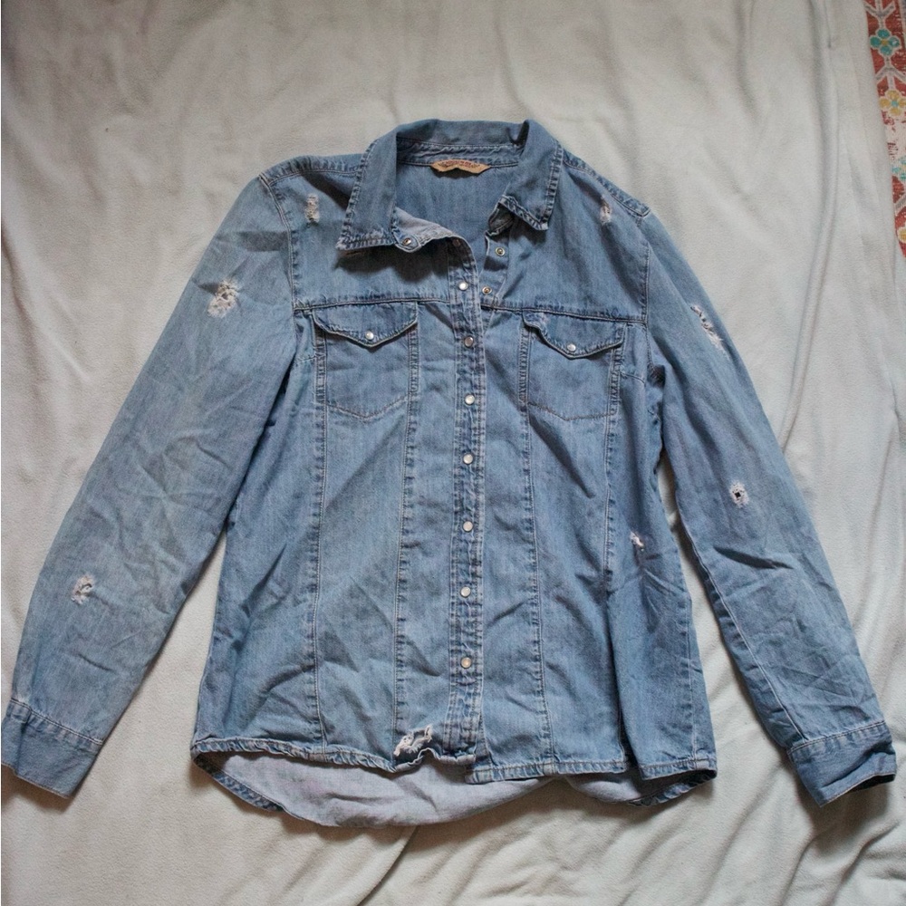 Light Blue Denim Button-Up Shirt